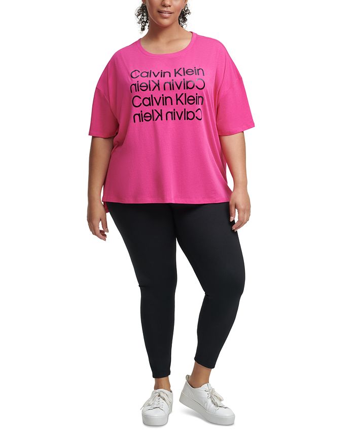 Calvin Klein Plus Size Stacked Logo Top & Reviews - Tops ...