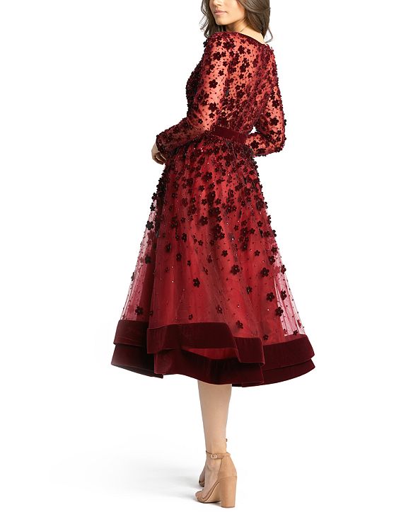 MAC DUGGAL Floral-Embellished Fit & Flare Midi Dress & Reviews - Dresses - Women - Macy's