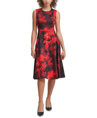 macy's calvin klein fit and flare dress