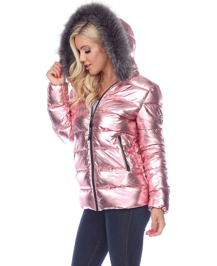 White Mark Women's Metallic Puffer Coat with Hoodie & Reviews Coats