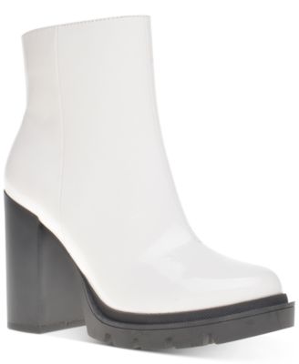 white platform booties