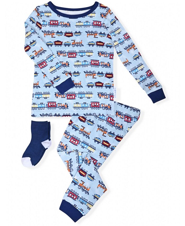 Max & Olivia Toddler Boys 2Piece Train Print Pajama Sock Set & Reviews