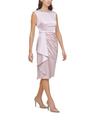 Robe Cocktail Eliza J à Paillettes - Taille 4, Couleur Argent, Manches Courtes, Style Fourreau, Occasion Très Bon état