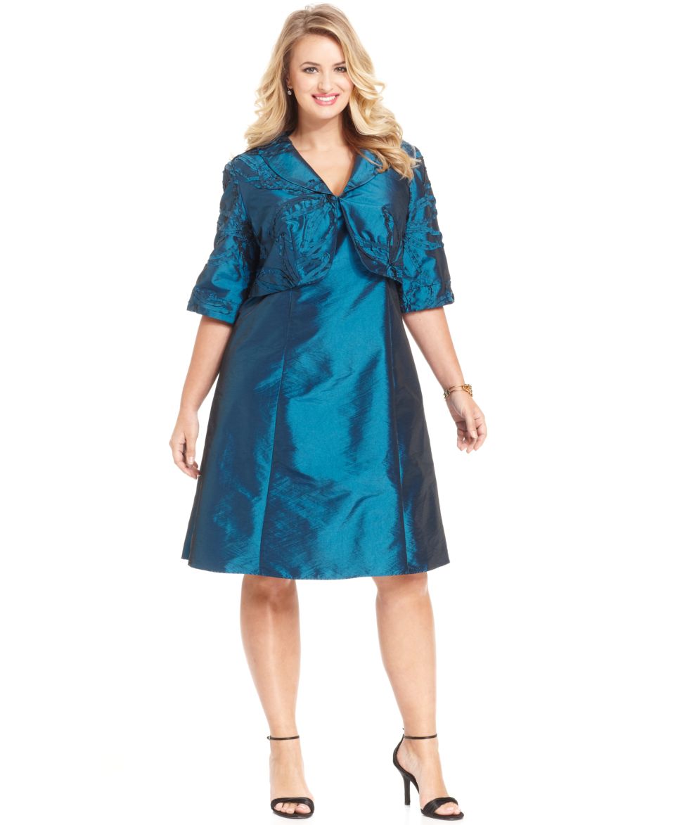 R&M Richards Plus Size Sleeveless Glitter Shift and Jacket   Dresses   Plus Sizes