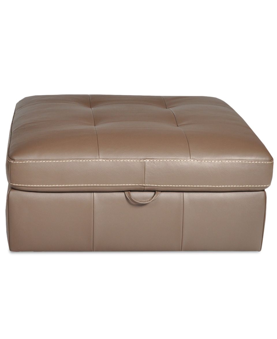 Damon Leather Ottoman, Storage 48W x 36D x 17H   Furniture