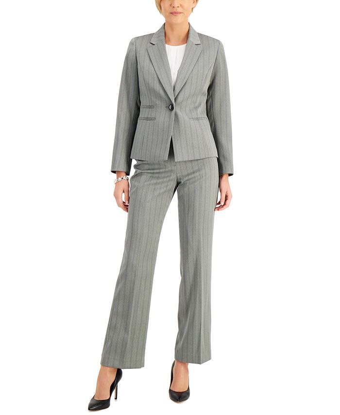 Le Suit Petite Herringbone Pinstripe Pantsuit & Reviews - Wear to Work ...