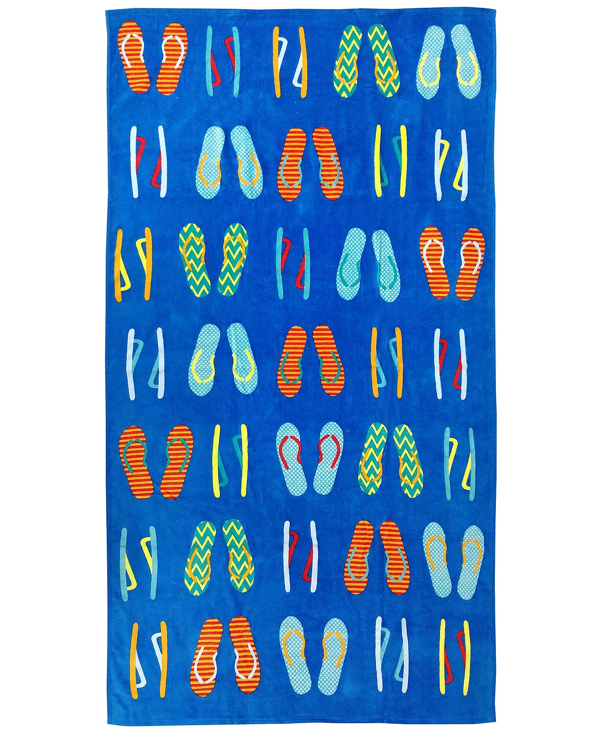 Flip Flops Velour Beach Towel, Color:  Blue Multi