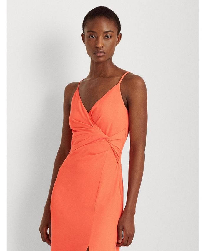 ralph lauren crepe sleeveless gown