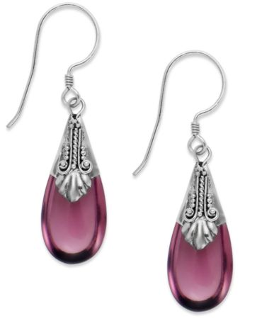 Jody Coyote Sterling Silver Purple Stone Drop Earrings - Earrings ...