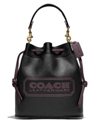 coach signature colorblock leather badge field bucket bag