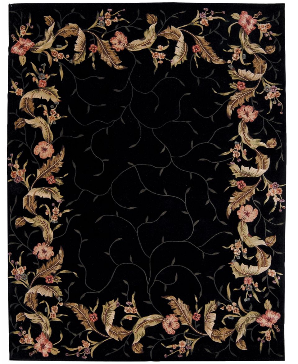 Nourison Area Rug, Julian JL46 Floral Border Black 8 x 11