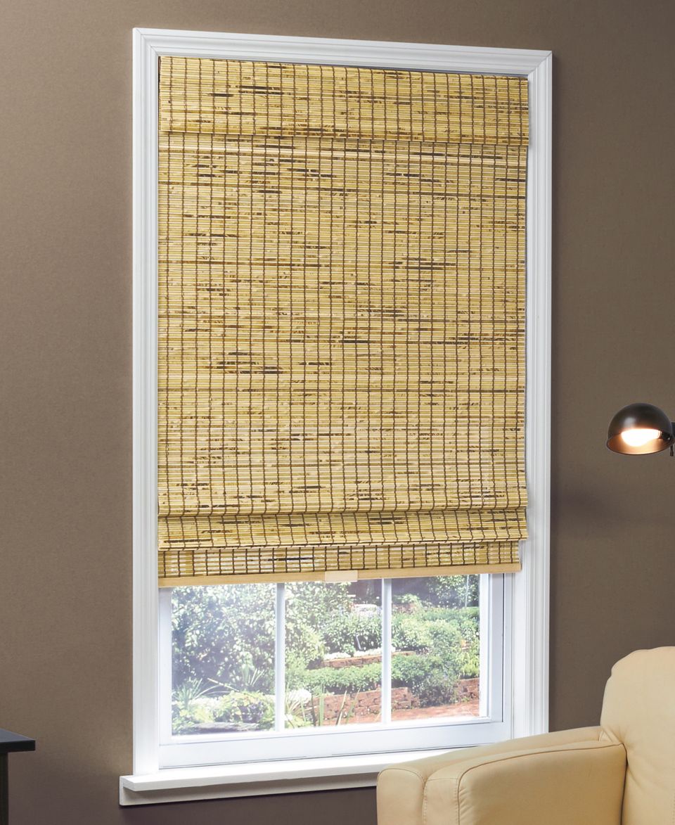 Home Basics Cordless Bamboo Wood Roman Shades  