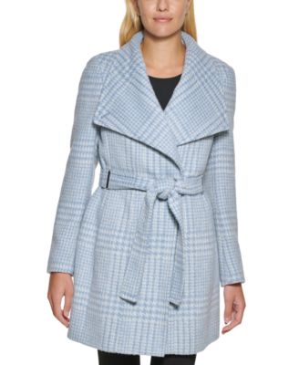 calvin klein asymmetrical belted wrap coat