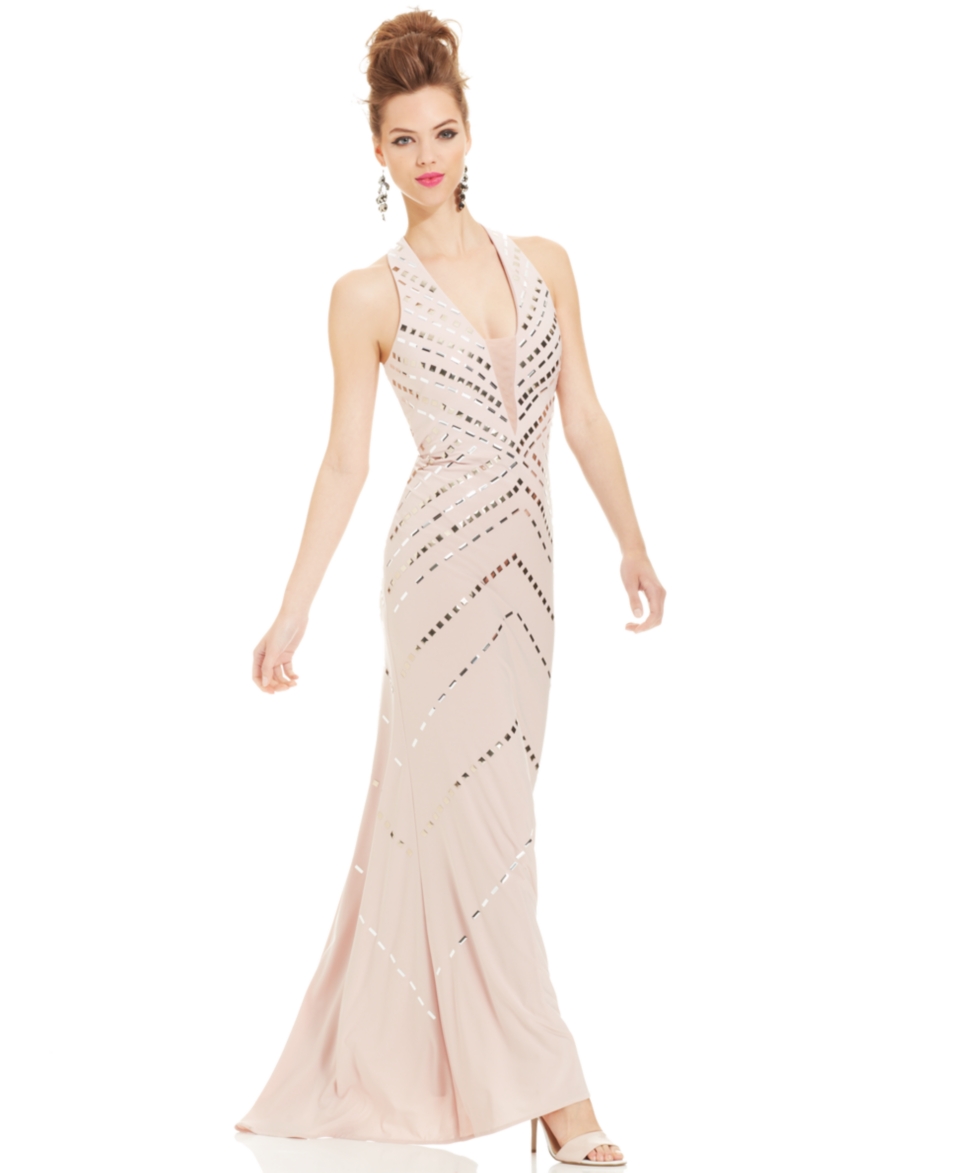 JR Nites Geometric Beaded Halter Gown   Dresses   Women