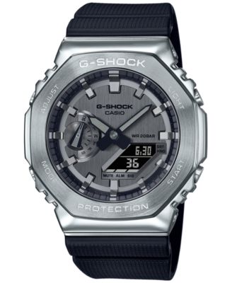 Мужские часы G-Shock с черным и серебристым ремешком диаметром 45,2 мм
