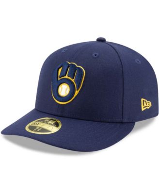 Мужская темно-синяя приталенная шляпа Milwaukee Brewers Authentic Collection с низким профилем 59 футов синего цвета