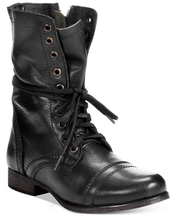 Steve Madden Women's Troopa Combat Leather Boots 