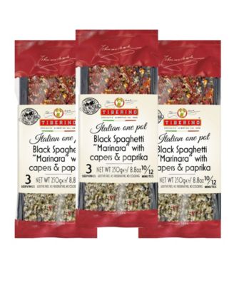 Тиберино в горшочках - Спагетти с чернилами кальмара, каперсами и паприкой - 250 г, Набор из 3