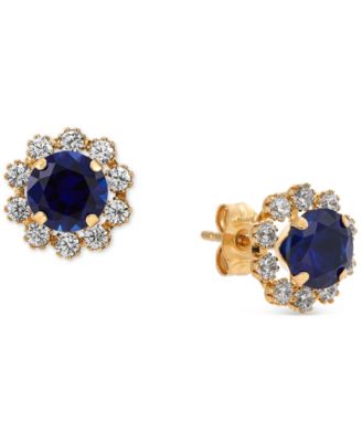 Серьги-гвоздики Macy's Halo 14k с синими сапфирами