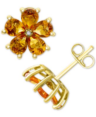 Серьги-гвоздики Macy's Citrine с цитрином 14k позолоченные, оранжевые