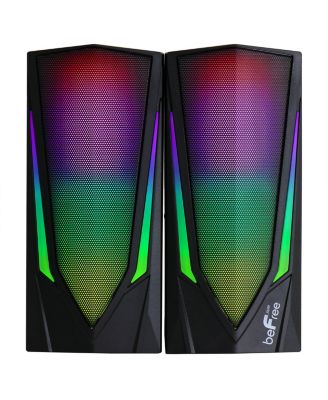 Компьютерные игровые колонки beFree Sound 2.0 со светодиодной RGB подсветкой черного цвета