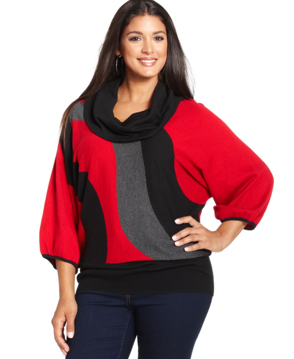 Style&co. Plus Size Cowl Neck Colorblock Sweater   Sweaters   Plus