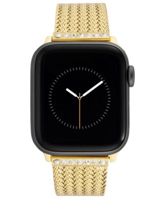 Женский ремешок Anne Klein из высококачественной нержавеющей стали с украшением в виде кристаллов и золотистой сетки, предназначенный для Apple Watch® 42 мм (серия 10) и 38/40/41 мм