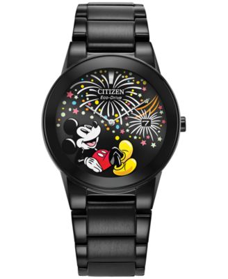 Citizen Eco-Drive Унисекс Disney Mickey Mouse Черные часы-браслет из нержавеющей стали 40 мм