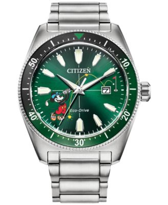 Citizen Eco-Drive Мужские часы-браслет из нержавеющей стали с Микки Маусом Disney, 43 мм
