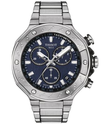 Мужские швейцарские часы-браслет Tissot с хронографом T-Race из нержавеющей стали, 45 мм