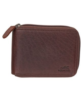 Мужской бумажник-купюрник Mancini Buffalo с RFID-защитой на молнии и съемным футляром для ключей