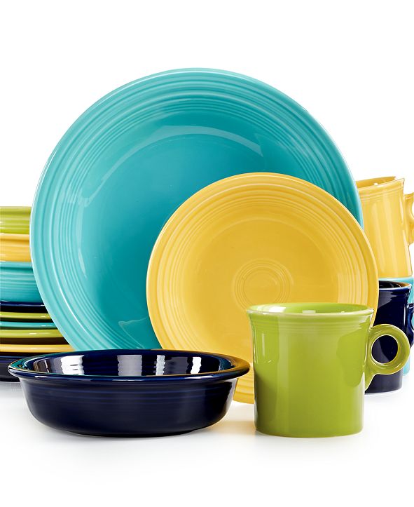 Fiesta Mixed Cool Colors 16Piece Set, Service for 4, Created for Macy's & Reviews Dinnerware