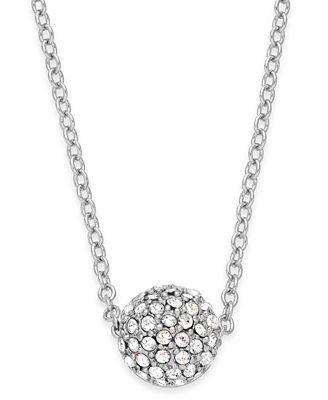 kate spade new york Silver-Tone Crystal Pavé Mini Ball Pendant Necklace ...