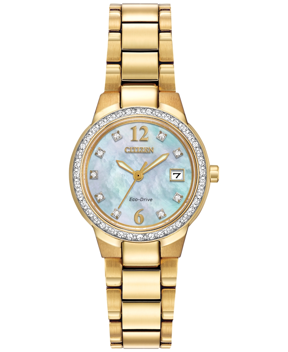 Citizen Womens Eco Drive Silhouette Gold Tone Stainless Steel