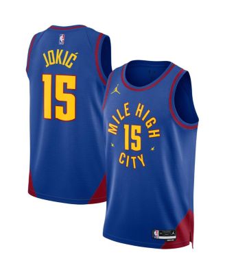Мужская и женская майка Jordan Nikola Jokic Blue Denver Nuggets Statement Edition Swingman от Jordan Nikola Jokic.