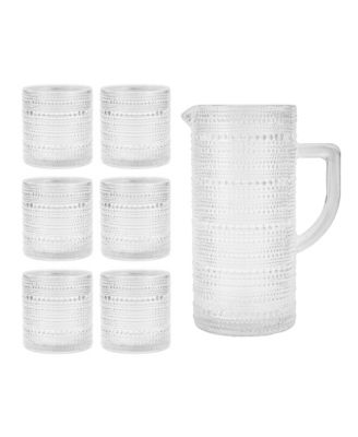 Стеклянный кувшин Fortessa Jupiter, украшенный бисером, с 6 двойными старомодными бокалами, Набор из 7