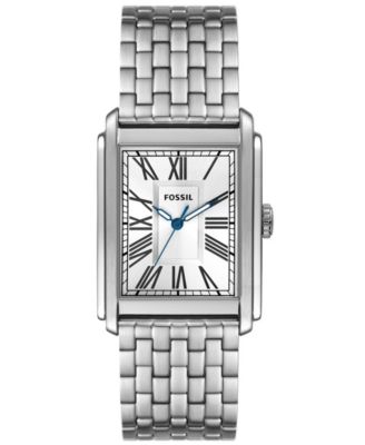 Мужские часы Fossil Carraway с тремя стрелками серебристого цвета из нержавеющей стали, 30 мм