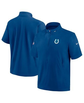 Мужская толстовка Nike Royal Indianapolis Colts Sideline Coach с коротким рукавом и застежкой на четверть молнии