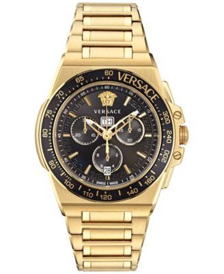 Мужские часы Versace Greca Extreme Swiss Chronograph с золотистым браслетом из нержавеющей стали 45 мм