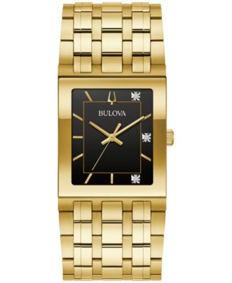 Мужские часы Bulova Marc Anthony Modern Quadra с бриллиантовым акцентом золотого цвета на браслете из нержавеющей стали 30 мм