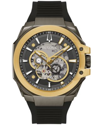 Мужские часы Bulova Marc Anthony с автоматическим хронографом Maquina на черном силиконовом ремешке 46 мм