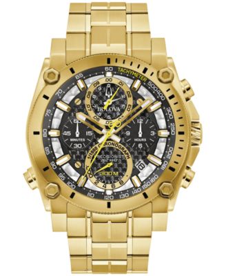Мужские часы-браслет Bulova с хронографом Precisionist Icon золотого цвета из нержавеющей стали, 47 мм