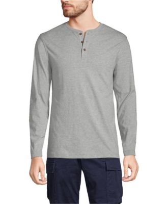 Мужская хлопковая куртка Supima Henley из хлопка с длинным рукавом Lands' End для мужчин