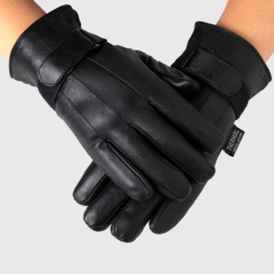 Mens Gloves Dressy Genuine Leather Warm Thermal Lined Wrist Strap