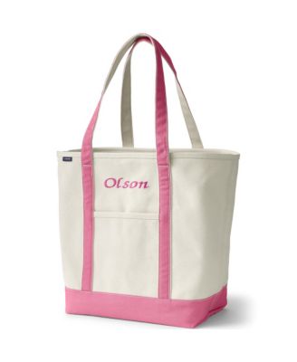 Большая холщовая сумка Lands' End с открытым верхом и длинной ручкой, 5 карманов