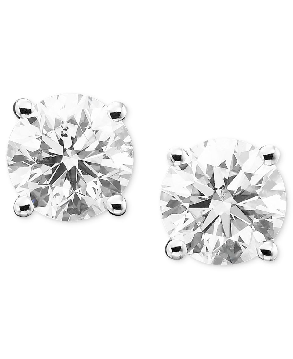 Diamond Stud Earrings in 14k White Gold   Earrings   Jewelry & Watches