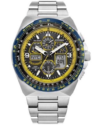 Мужские часы-браслет Citizen Eco-Drive с хронографом Promaster Skyhawk A-T Blue Angels из нержавеющей стали, 46 мм