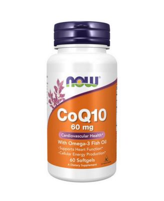 NOW Foods CoQ10 с рыбьим жиром Омега-3, 60 мг, 60 капсул без цвета