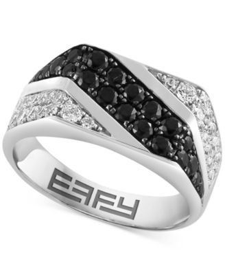Мужское кольцо EFFY® из чистого серебра с черной шпинелью (1-5/8 карат) и цирконом (1-1/5 карат).
