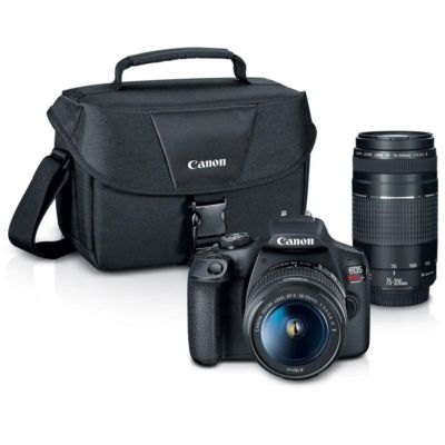Камера Canon Rebel T7 в комплекте 18-55/75-300 мм, черная
